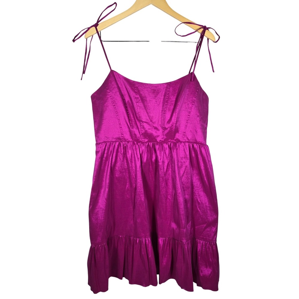 Adrianna Papell Magenta Pink Taffeta Fit Flare Mini Dress AD3D105693 NWT 12